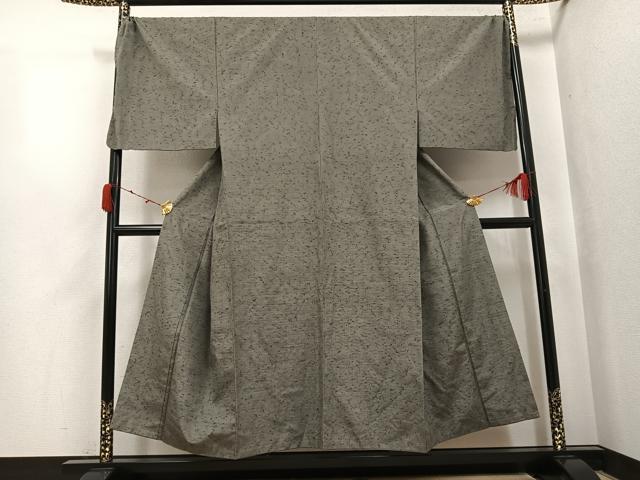 平和屋着物●男性 髭紬 色無地 生壁色 キングサイズ 正絹 逸品 AABJ9386ph