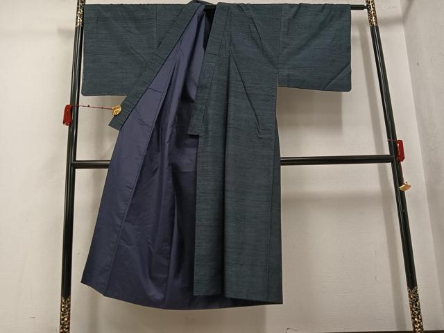 平和屋着物●男性 塩沢紬 アンサンブル 蚊絣 証紙付き 正絹 逸品 AABJ9388ph
