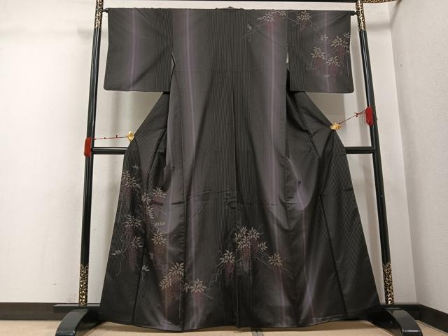平和屋着物●訪問着 本場縞大島紬 藤花房 さが美扱い 正絹 逸品 AABJ9391ph
