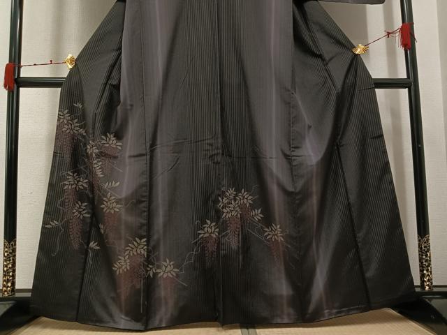 平和屋着物●訪問着 本場縞大島紬 藤花房 さが美扱い 正絹 逸品 AABJ9391ph