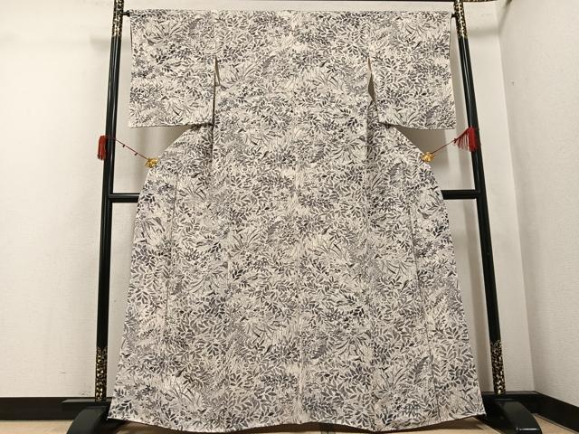 平和屋着物●上質な小紋 花鳥文 鬼しぼ縮緬 正絹 逸品 未使用 AABJ9392ph