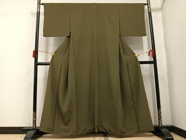 平和屋着物●上質な色無地 媚茶色 正絹 逸品 AABJ9394ph