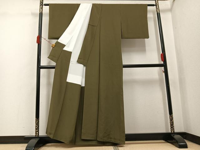 平和屋着物●上質な色無地 媚茶色 正絹 逸品 AABJ9394ph
