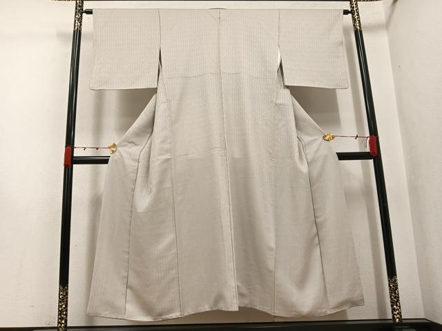 平和屋着物●上質な色無地 お召地 幾何学地紋 潤色 正絹 逸品 AABJ9397ph