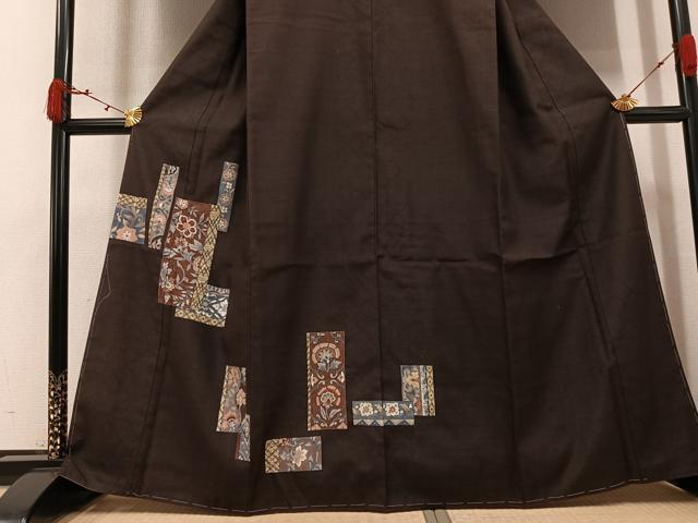 平和屋着物● 中国三大刺繍 汕頭刺繍 スワトウ刺繍 相良刺繍 訪問着 紬地 更紗文 正絹 逸品 未使用 AABJ9400ph