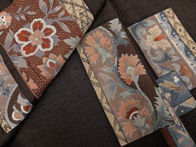 平和屋着物● 中国三大刺繍 汕頭刺繍 スワトウ刺繍 相良刺繍 訪問着 紬地 更紗文 正絹 逸品 未使用 AABJ9400ph