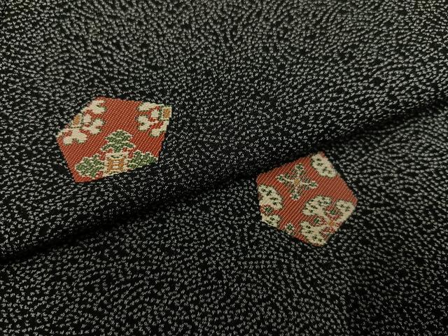 平和屋着物●上質な小紋 亀甲花文 黒地 正絹 逸品 未使用 AABJ9401ph