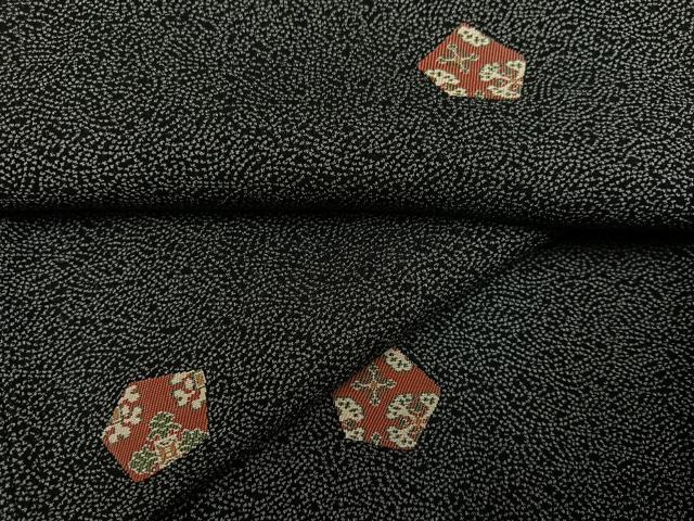 平和屋着物●上質な小紋 亀甲花文 黒地 正絹 逸品 未使用 AABJ9401ph