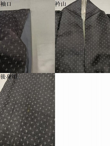 平和屋着物●上質な紬 十字絣 正絹 逸品 AABJ9407ph
