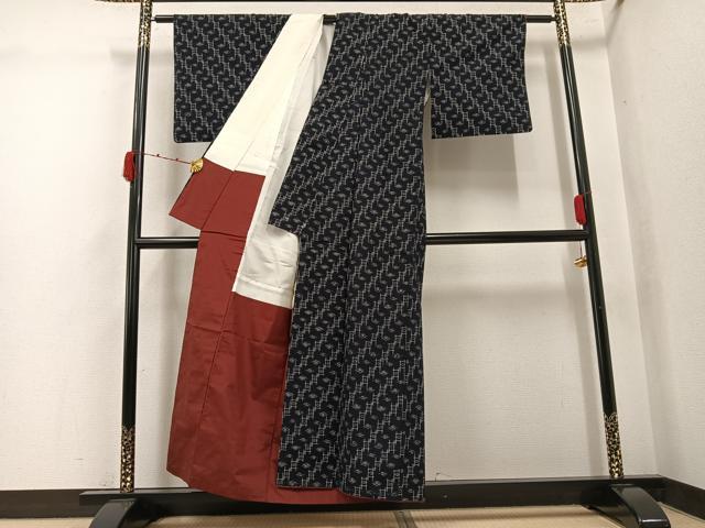 平和屋着物●久留米絣 綿 逸品 AABJ9409ph