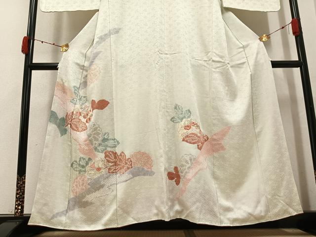 平和屋着物●訪問着 駒刺繍 絞り 草花文 金彩 正絹 逸品 未使用 AABJ9416ph