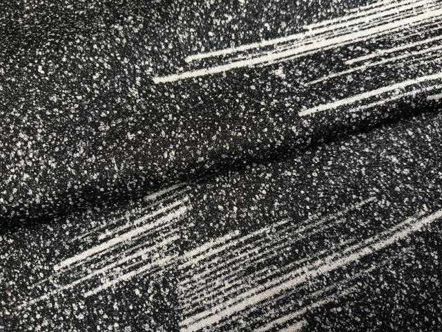 平和屋着物●上質な小紋 霞文 たたき染め 黒地 正絹 逸品 AABJ9418ph