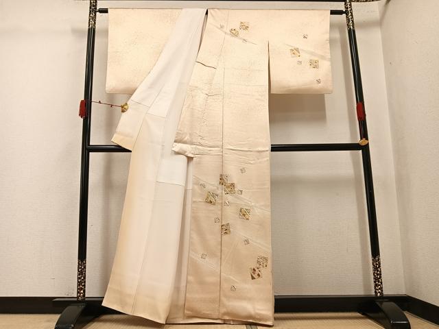 平和屋着物●銀座きしや 訪問着 駒刺繍 色紙吉祥草花文 金彩 たとう紙付き 正絹 逸品 AABJ9420ph