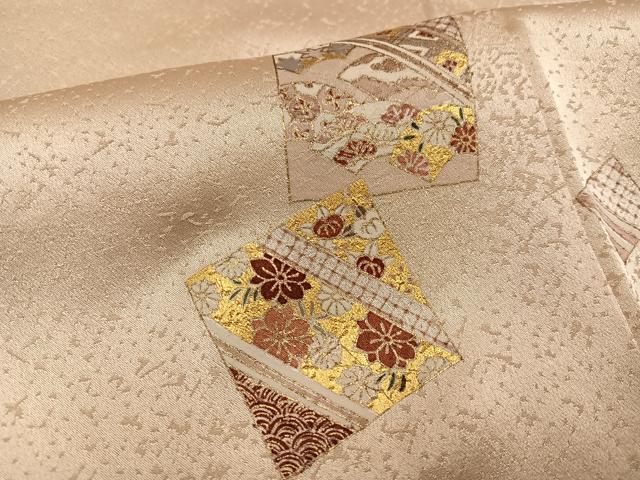 平和屋着物●銀座きしや 訪問着 駒刺繍 色紙吉祥草花文 金彩 たとう紙付き 正絹 逸品 AABJ9420ph