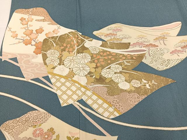 平和屋着物●色留訪問着 草花文 金彩 正絹 逸品 AABJ9430ph