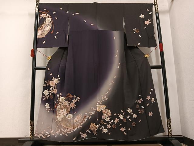 平和屋着物●訪問着 地紙源氏香花文 暈し染め 金彩 正絹 逸品 AABJ9431ph