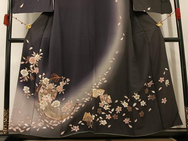 平和屋着物●訪問着 地紙源氏香花文 暈し染め 金彩 正絹 逸品 AABJ9431ph