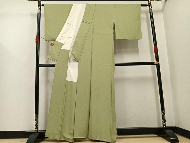 平和屋着物●上質な色無地 花地紋 利休茶色 正絹 逸品 AABJ9438ph