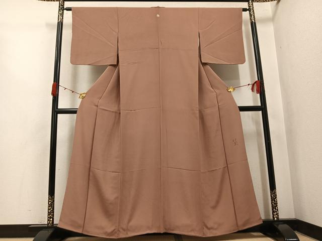 平和屋着物●上質な色無地 作家物 砺茶色 正絹 逸品 AABJ9439ph