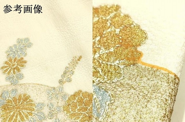 平和屋本店●和装小物 帯締め・帯揚げセット 高麗組 綾出し 地紙花文 金糸 金彩 暈し 逸品 未使用 AABJ9444ay