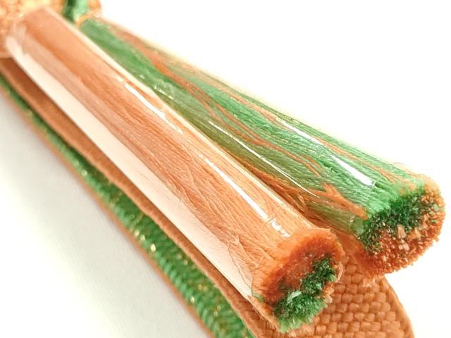 平和屋本店●和装小物 帯締め・帯揚げセット 高麗組 綾出し 草花文 金糸 金彩 暈し染め 逸品 未使用 AABJ9451ay