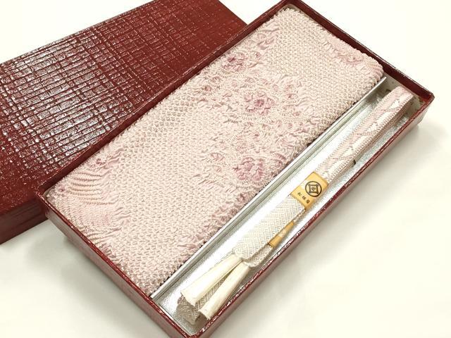 平和屋着物●和装小物 帯締め・帯揚げセット 笹浪組 柄絞り 立波花文 暈し 松坂屋扱い 正絹 逸品 未使用 AABJ9452ay