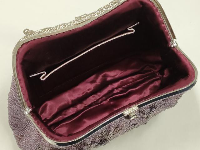 平和屋着物▼和装小物 和装バッグ ビーズバッグ ハンドバッグ 花柄 逸品 AABJ9473ay