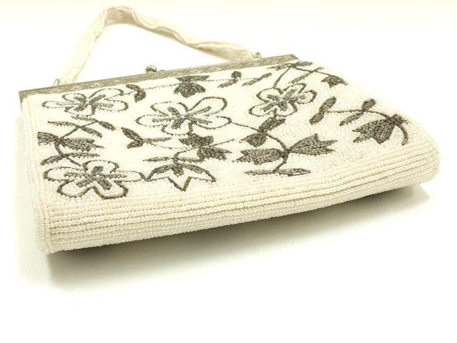 平和屋着物▼和装小物 和装バッグ ビーズバッグ ハンドバッグ がま口 草花文 逸品 AABJ9475ay