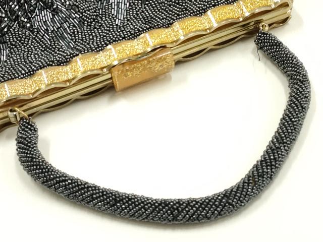 平和屋着物▼和装小物 和装バッグ ビーズバッグ ハンドバッグ 花柄 逸品 AABJ9479ay
