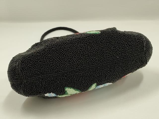 平和屋着物▼和装小物 和装バッグ ビーズバッグ ハンドバッグ がま口 花柄 逸品 AABJ9481ay