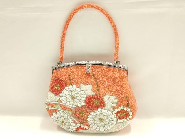 平和屋着物▼和装小物 和装バッグ ビーズバッグ ハンドバッグ 草花文 逸品 AABJ9484ay