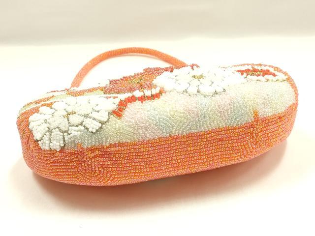 平和屋着物▼和装小物 和装バッグ ビーズバッグ ハンドバッグ 草花文 逸品 AABJ9484ay