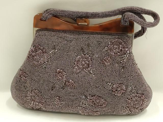 平和屋着物▼和装小物 和装バッグ ビーズバッグ ハンドバッグ 花柄 逸品 AABJ9486ay
