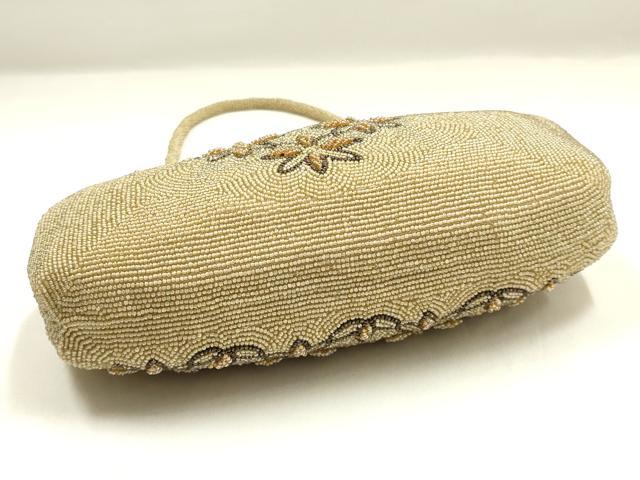 平和屋着物▼和装小物 和装バッグ ビーズバッグ ハンドバッグ 花柄 逸品 AABJ9494ay