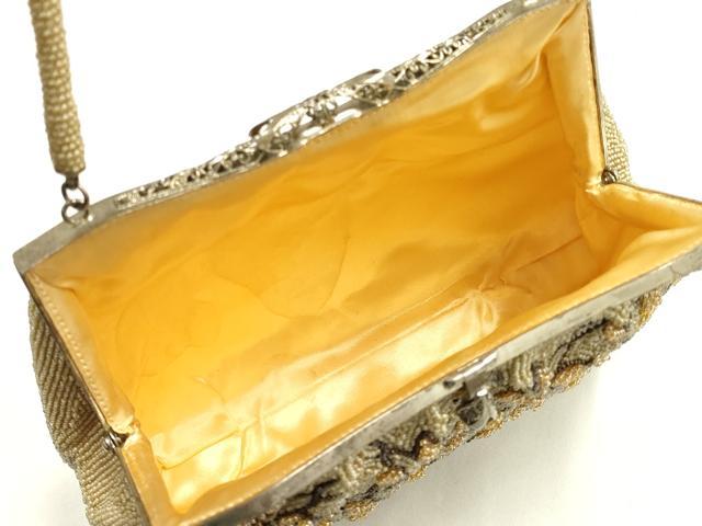 平和屋着物▼和装小物 和装バッグ ビーズバッグ ハンドバッグ 花柄 逸品 AABJ9494ay