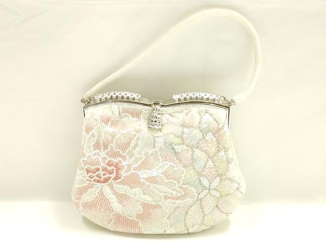 平和屋着物▼和装小物 和装バッグ ビーズバッグ ハンドバッグ 花柄 逸品 AABJ9496ay