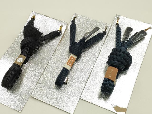 平和屋着物▼男性 和装小物 羽織紐まとめて3点 平組・丸組 紺色系 切り房・撚り房 逸品 AABJ9513ay