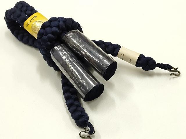 平和屋着物▼男性 和装小物 羽織紐まとめて3点 平組・丸組 紺色系 切り房・撚り房 松みどり 逸品 AABJ9522ay