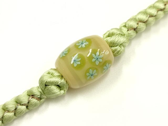 平和屋着物▼和装小物 上質な帯締め 帯留め付き 蜻蛉玉 金糸 正絹 逸品 未使用 AABJ9539ay