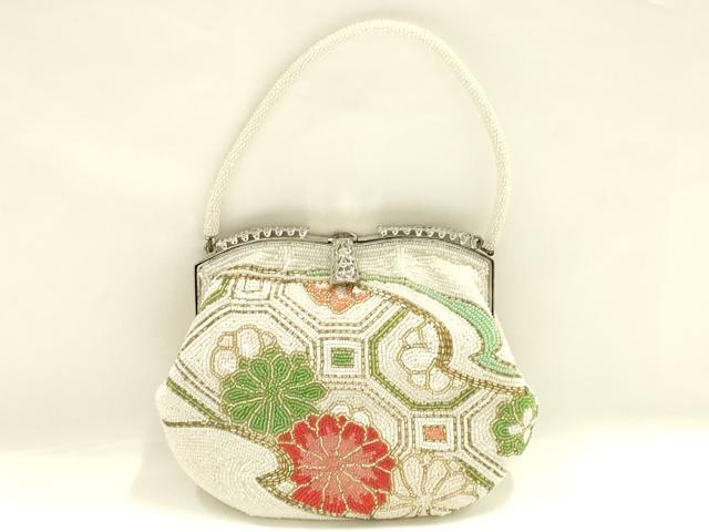 平和屋着物▼和装小物 和装バッグ ハンドバッグ ビーズバッグ 蜀江花文 逸品 AABJ9570ay