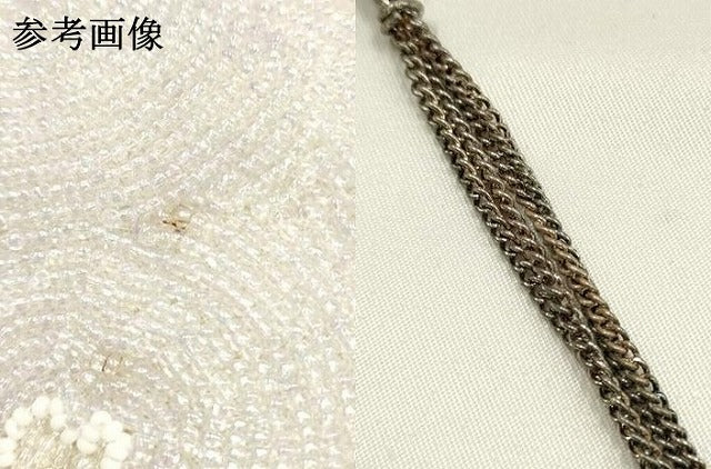 平和屋着物▼和装小物 和装バッグ ハンドバッグ ビーズバッグ 手刺繍 孔雀羽 ラインストーン 逸品 未使用 AABJ9587ay