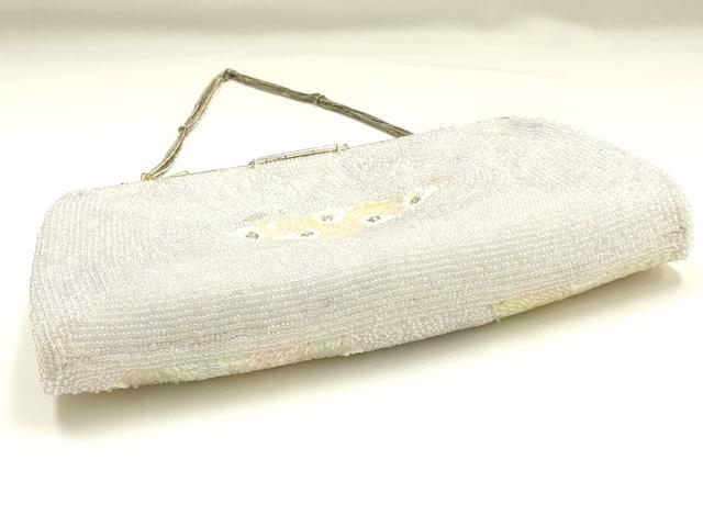 平和屋着物▼和装小物 和装バッグ ハンドバッグ ビーズバッグ 手刺繍 孔雀羽 ラインストーン 逸品 未使用 AABJ9587ay