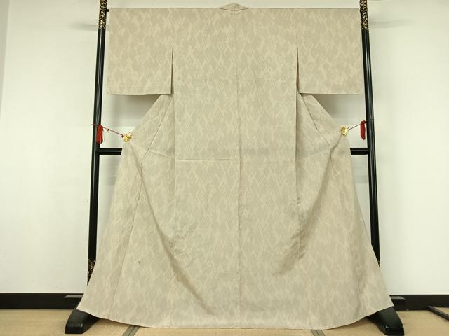 平和屋着物▽本塩沢 単衣 110亀甲 菱文 正絹 逸品 AABJ9610jh