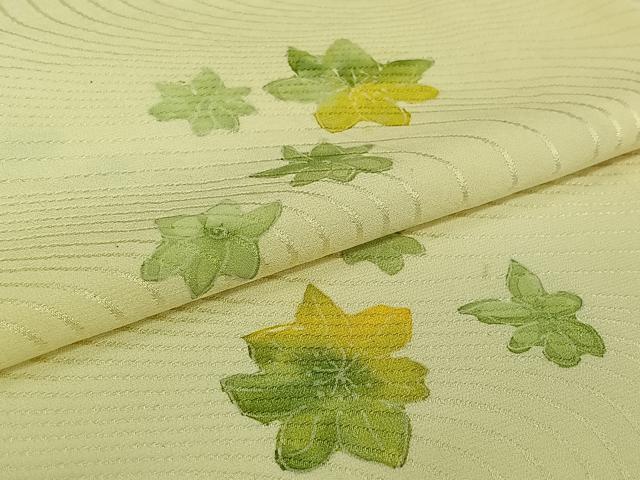 平和屋着物▽上質な小紋 単衣 手描き 草花文 正絹 逸品 AABJ9612jh