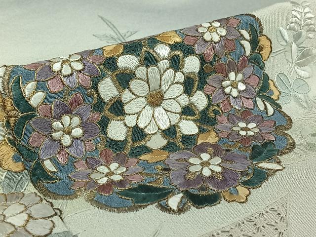 平和屋着物▽一真工房 加藤一真 風彩染 訪問着 単衣 中国三大刺繍 汕頭刺繍 スワトウ刺繍 総刺繍 正倉院花文 金糸 金彩 逸品 AABJ9614jh
