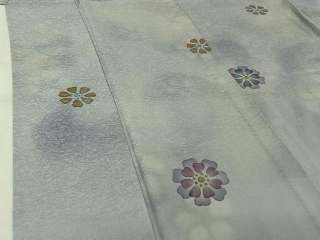 平和屋着物▽上質な小紋 単衣 手描き 舞花文 暈し染め 正絹 逸品 AABJ9615jh