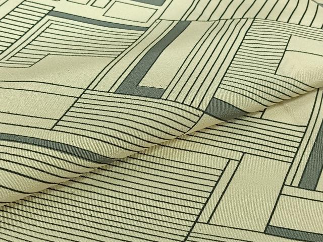 平和屋着物▽上質な小紋 単衣 幾何学文様 正絹 逸品 AABJ9616jh