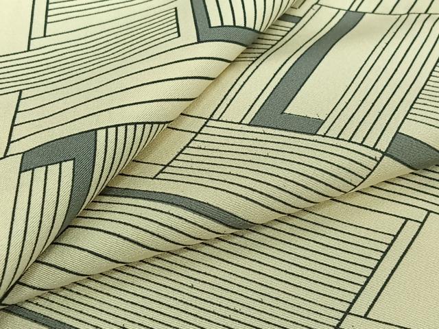 平和屋着物▽上質な小紋 単衣 幾何学文様 正絹 逸品 AABJ9616jh