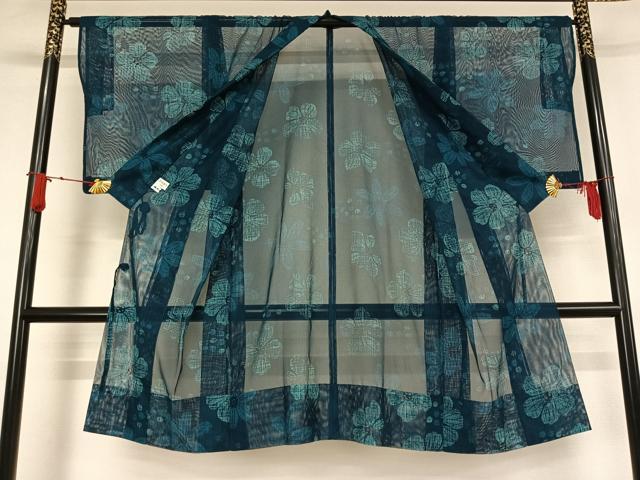 平和屋着物▽道中着 スリーシーズン 春夏秋 塵除け 舞花文 ロング丈 正絹 逸品 AABJ9620jh