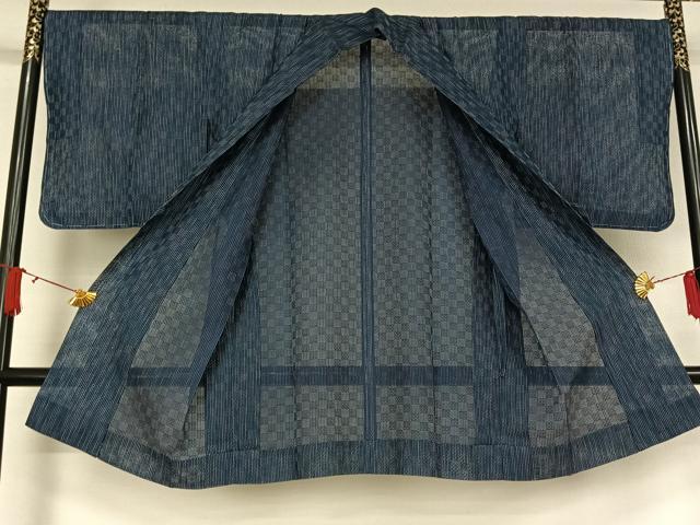 平和屋着物▽道中着 スリーシーズン 春夏秋 塵除け 幾何学文様 ロング丈 正絹 逸品 未使用 AABJ9622jh